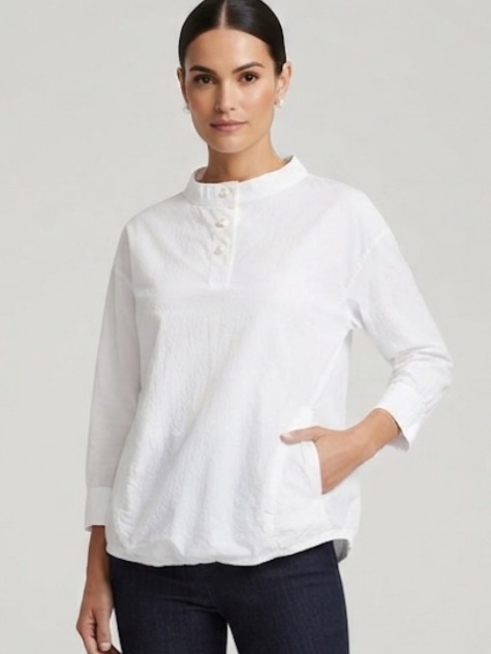 Terra Sj apparel White Pearl Button Blouse
Women's 3/4 Sleeve Classic Office